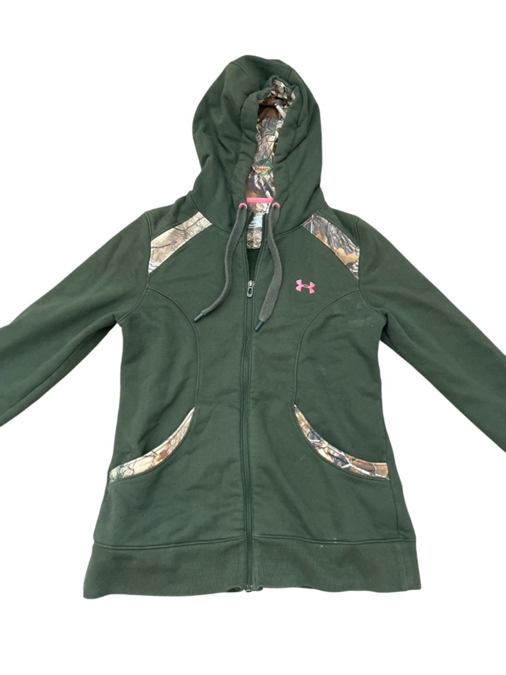Under Armour Green Camo Hoodie with Pink Accent